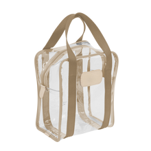Load image into Gallery viewer, Clear Shag Bag - Tan Webbing Front Angle in Color &#39;Tan Webbing&#39;
