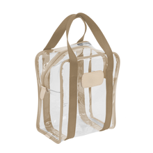 Load image into Gallery viewer, Clear Shag Bag - Tan Webbing Front Angle in Color 'Tan Webbing'