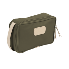 Load image into Gallery viewer, Small Travel Kit - Moss Coated Canvas Front Angle in Color 'Moss Coated Canvas'