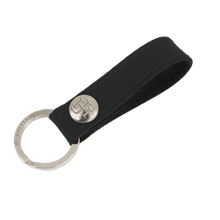Load image into Gallery viewer, Key Ring - Black Leather Front Angle in Color 'Black Leather'