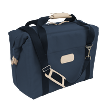 Load image into Gallery viewer, Large Cooler - Navy Coated Canvas Front Angle in Color 'Navy Coated Canvas'
