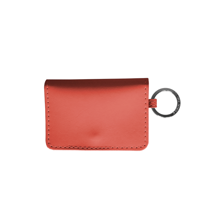 Leather ID Wallet - Salmon Leather Front Angle in Color 'Salmon Leather'