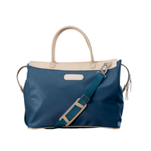 Load image into Gallery viewer, Burleson Bag - French Blue Coated Canvas Front Angle in Color 'French Blue Coated Canvas'