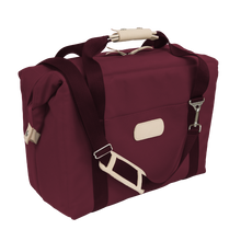 Load image into Gallery viewer, Large Cooler - Burgundy Coated Canvas Front Angle in Color 'Burgundy Coated Canvas'