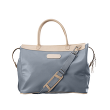 Load image into Gallery viewer, Burleson Bag - Slate Coated Canvas Front Angle in Color 'Slate Coated Canvas'