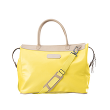Load image into Gallery viewer, Burleson Bag - Lemon Coated Canvas Front Angle in Color 'Lemon Coated Canvas'