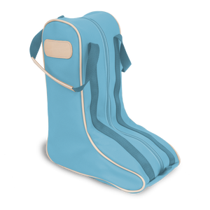 Boot Bag - Ocean Blue Coated Canvas Front Angle in Color 'Ocean Blue Coated Canvas'