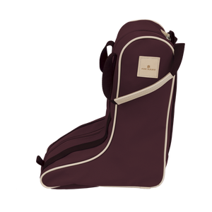 Boot Bag - Burgundy Coated Canvas Front Angle in Color 'Burgundy Coated Canvas'