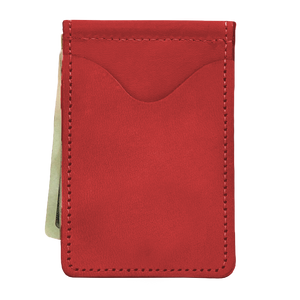 McClip - Cherry Leather Front Angle in Color 'Cherry Leather'