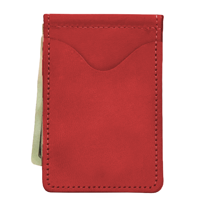 McClip - Cherry Leather Front Angle in Color 'Cherry Leather'