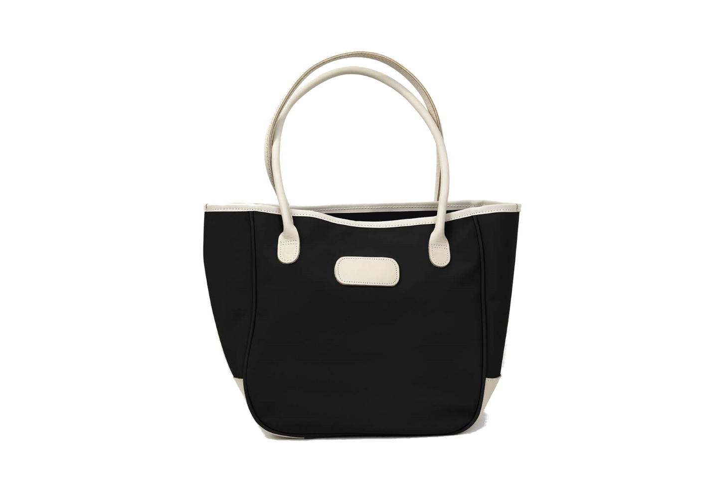 Medium Holiday Tote - Black Coated Canvas Front Angle in Color 'Black Coated Canvas'