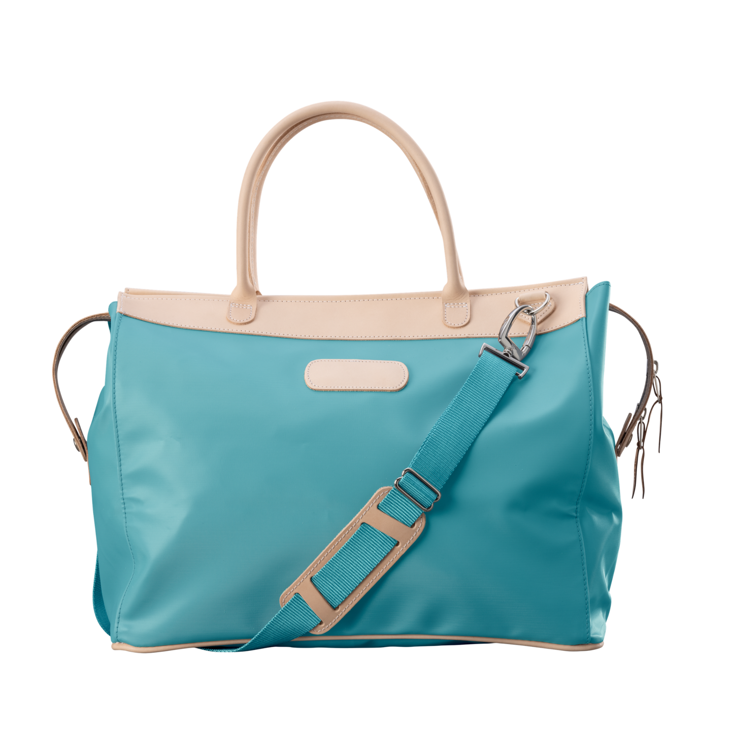 Burleson Bag - Ocean Blue Coated Canvas Front Angle in Color 'Ocean Blue Coated Canvas'
