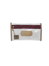Load image into Gallery viewer, Clear Pouch in Color &#39;Burgundy Webbing&#39;
