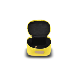 Makeup Case - Lemon Coated Canvas Front Angle in Color 'Lemon Coated Canvas'