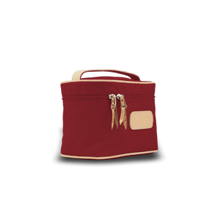 Makeup Case - Red Coated Canvas Front Angle in Color 'Red Coated Canvas'
