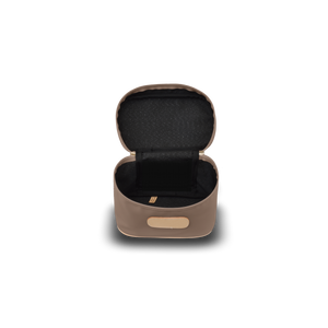 Makeup Case - Saddle Coated Canvas Front Angle in Color 'Saddle Coated Canvas'