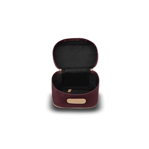 Makeup Case - Burgundy Coated Canvas Front Angle in Color 'Burgundy Coated Canvas'