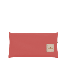 Load image into Gallery viewer, Large Pouch - Coral Coated Canvas Front Angle in Color &#39;Coral Coated Canvas&#39;
