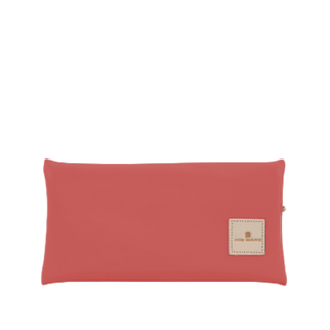 Large Pouch - Coral Coated Canvas Front Angle in Color 'Coral Coated Canvas'