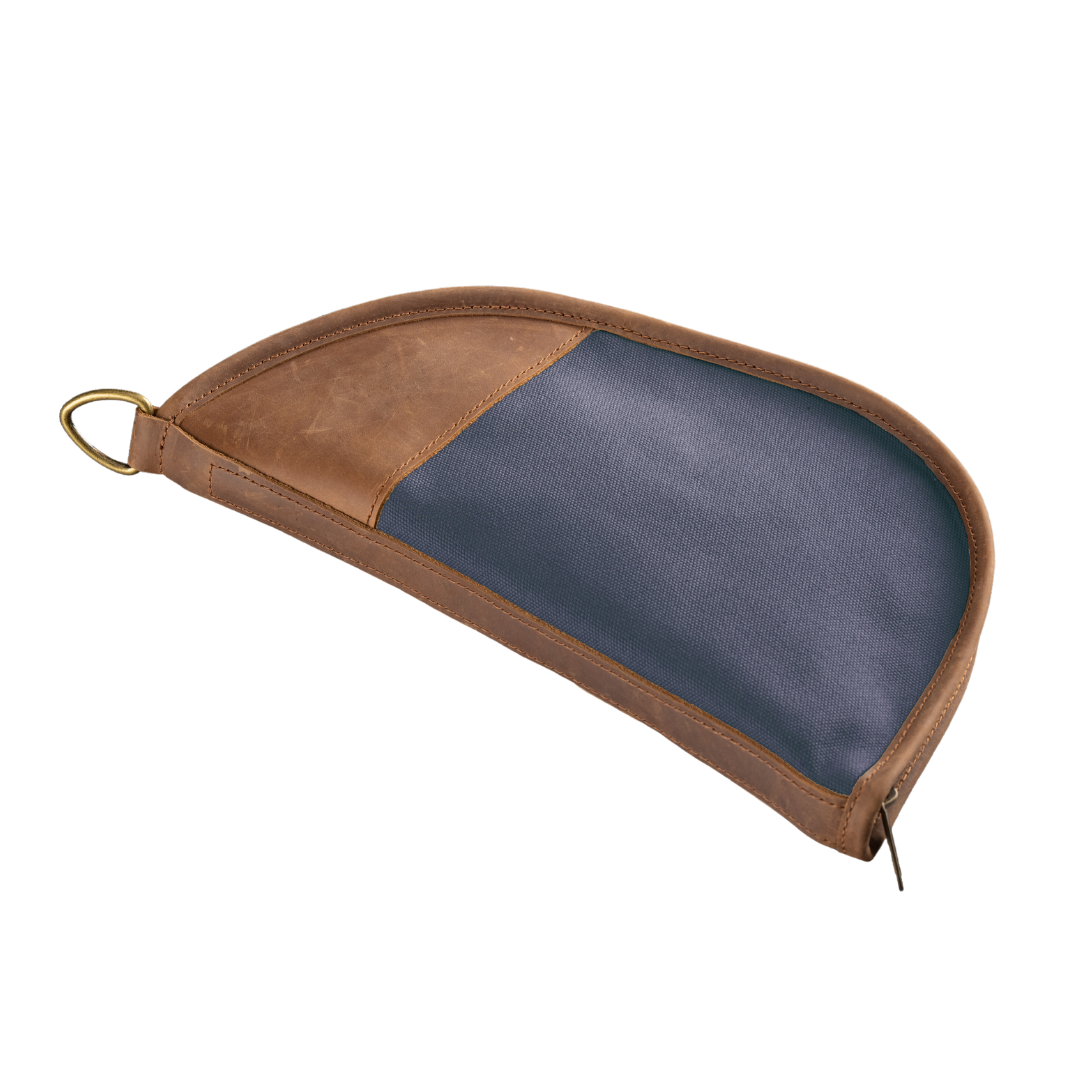 Cotton Canvas Large Revolver Case - Midnite Blue Canvas Front Angle in Color 'Midnite Blue Canvas'