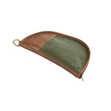 Load image into Gallery viewer, Cotton Canvas Small Revolver Case - Olive Canvas Front Angle in Color &#39;Olive Canvas&#39;
