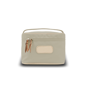 Makeup Case - Tan Coated Canvas Front Angle in Color 'Tan Coated Canvas'