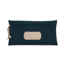 Load image into Gallery viewer, Large Pouch - Navy Coated Canvas Front Angle in Color &#39;Navy Coated Canvas&#39;
