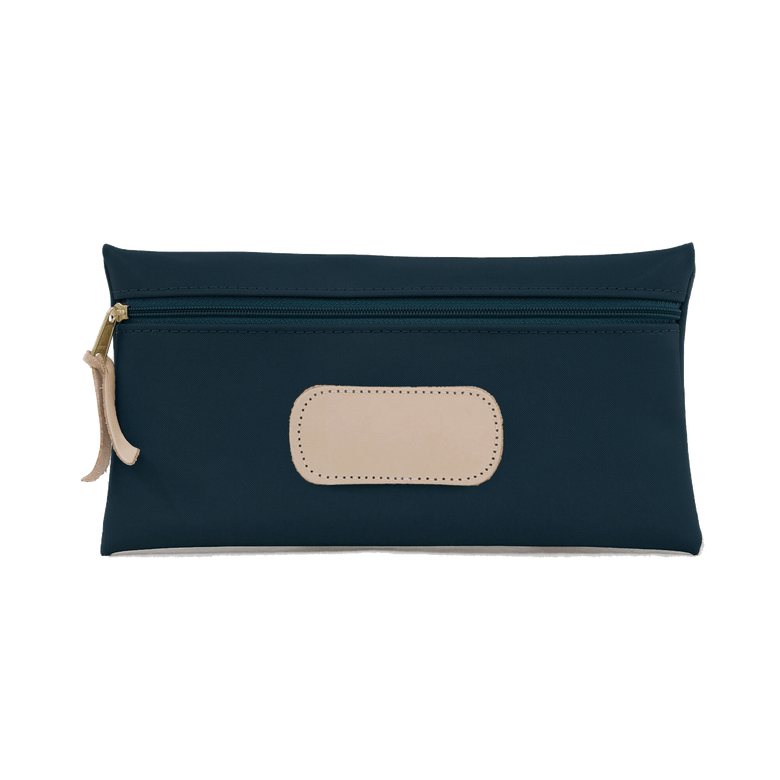 Large Pouch - Navy Coated Canvas Front Angle in Color 'Navy Coated Canvas'