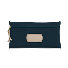 Load image into Gallery viewer, Large Pouch - Navy Coated Canvas Front Angle in Color &#39;Navy Coated Canvas&#39;
