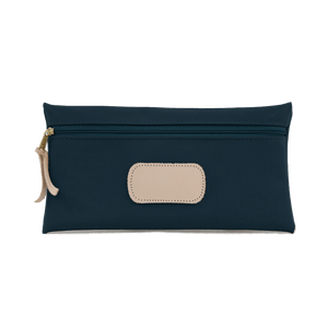 Large Pouch - Navy Coated Canvas Front Angle in Color 'Navy Coated Canvas'