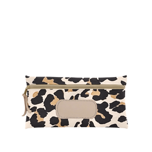 Large Pouch - Leopard Coated Canvas Front Angle in Color 'Leopard Coated Canvas'