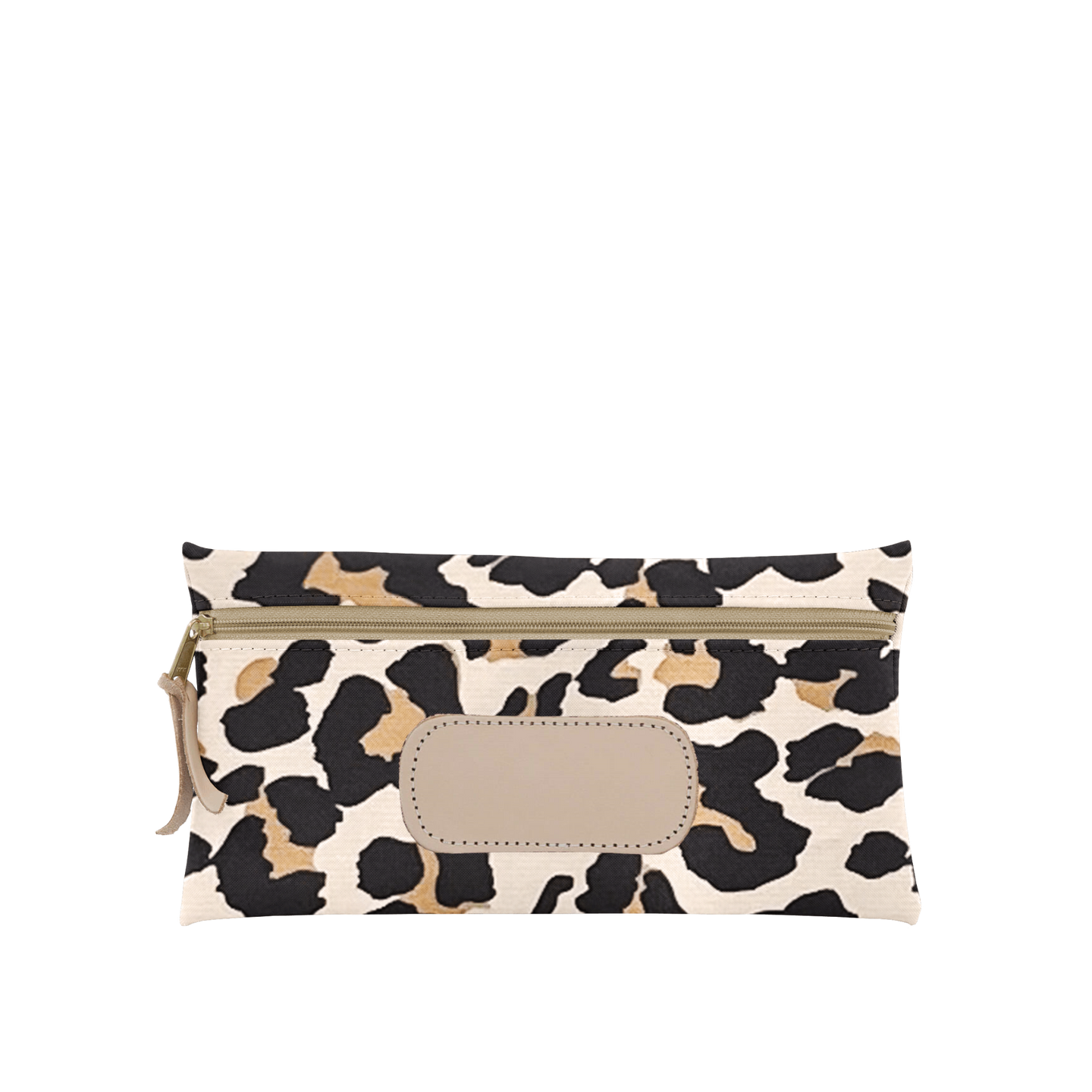 Large Pouch - Leopard Coated Canvas Front Angle in Color 'Leopard Coated Canvas'