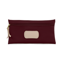 Load image into Gallery viewer, Large Pouch - Burgundy Coated Canvas Front Angle in Color &#39;Burgundy Coated Canvas&#39;
