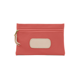 Pouch - Coral Coated Canvas Front Angle in Color 'Coral Coated Canvas'