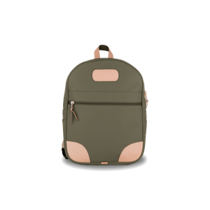 Backpack - Moss Coated Canvas Front Angle in Color 'Moss Coated Canvas'