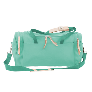 Small Square Duffel - Mint Coated Canvas Front Angle in Color 'Mint Coated Canvas'
