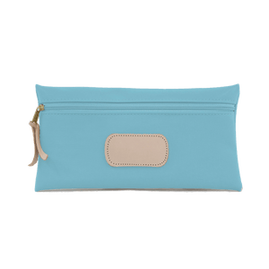 Large Pouch - Ocean Blue Coated Canvas Front Angle in Color 'Ocean Blue Coated Canvas'