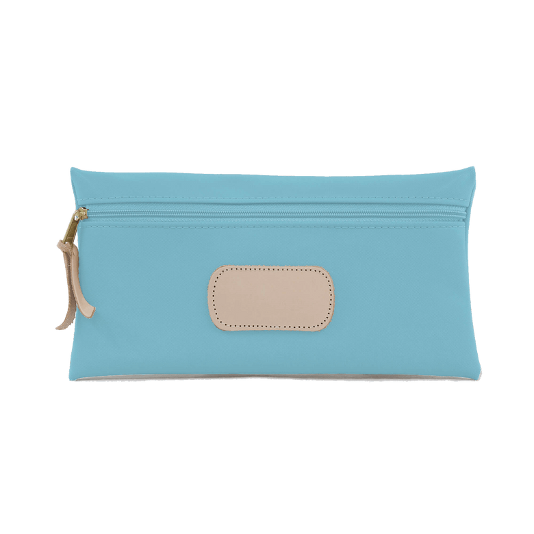 Large Pouch - Ocean Blue Coated Canvas Front Angle in Color 'Ocean Blue Coated Canvas'