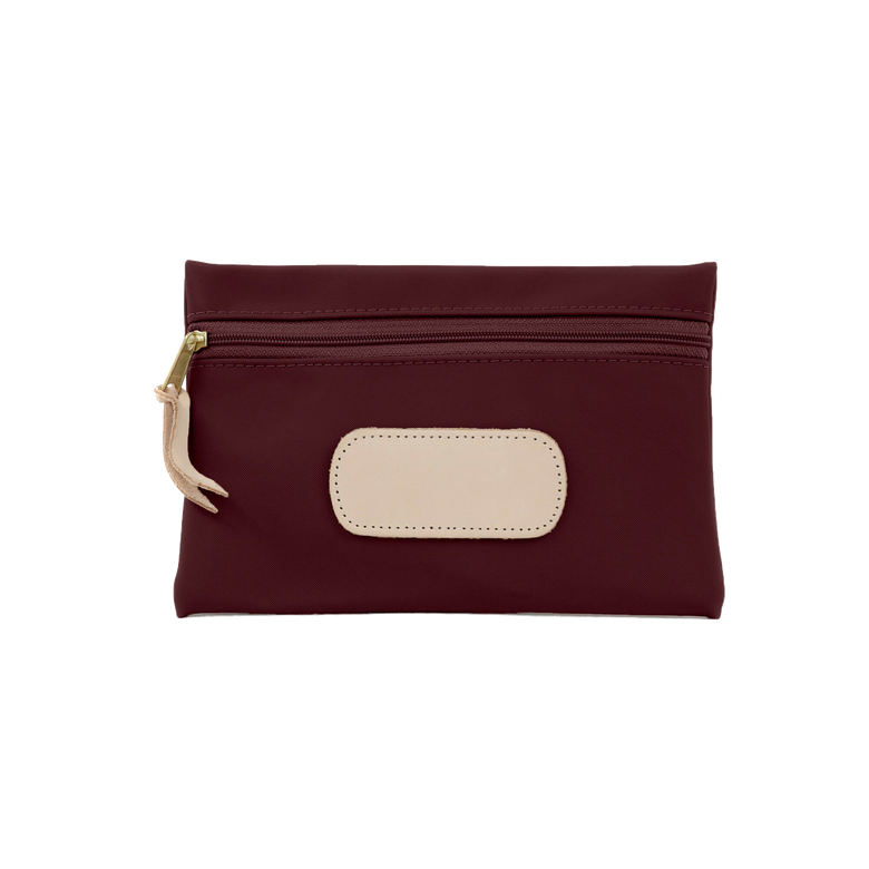 Pouch - Burgundy Coated Canvas Front Angle in Color 'Burgundy Coated Canvas'