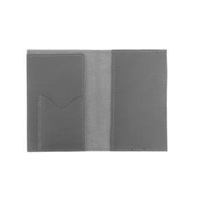 Passport Cover - Steel Leather Front Angle in Color 'Steel Leather'