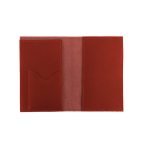Load image into Gallery viewer, Passport Cover - Cherry Leather Front Angle in Color &#39;Cherry Leather&#39;
