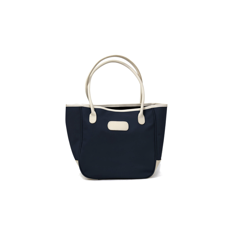 Medium Holiday Tote - Navy Coated Canvas Front Angle in Color 'Navy Coated Canvas'