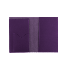 Passport Cover - Plum Leather Front Angle in Color 'Plum Leather'