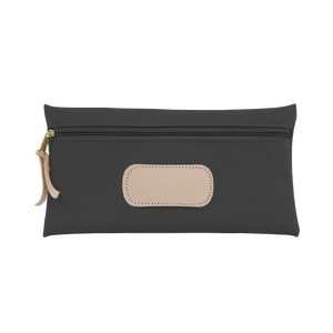 Large Pouch - Charcoal Coated Canvas Front Angle in Color 'Charcoal Coated Canvas'