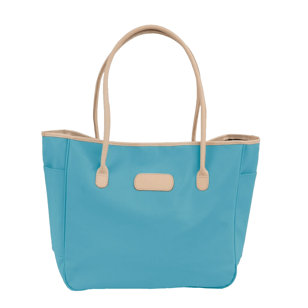 Tyler Tote - Ocean Blue Coated Canvas Front Angle in Color 'Ocean Blue Coated Canvas'