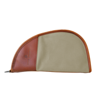 Load image into Gallery viewer, Large Revolver Case - Tan Coated Canvas Front Angle in Color &#39;Tan Coated Canvas&#39;
