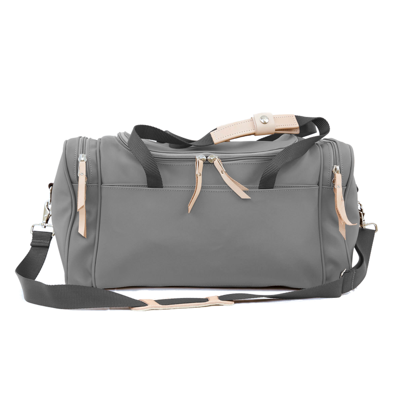 Small Square Duffel - Slate Coated Canvas Front Angle in Color 'Slate Coated Canvas'
