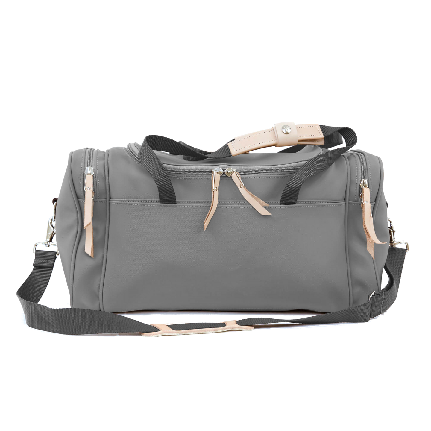 Small Square Duffel - Slate Coated Canvas Front Angle in Color 'Slate Coated Canvas'