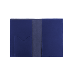 Passport Cover - Royal Blue Leather Front Angle in Color 'Royal Blue Leather'