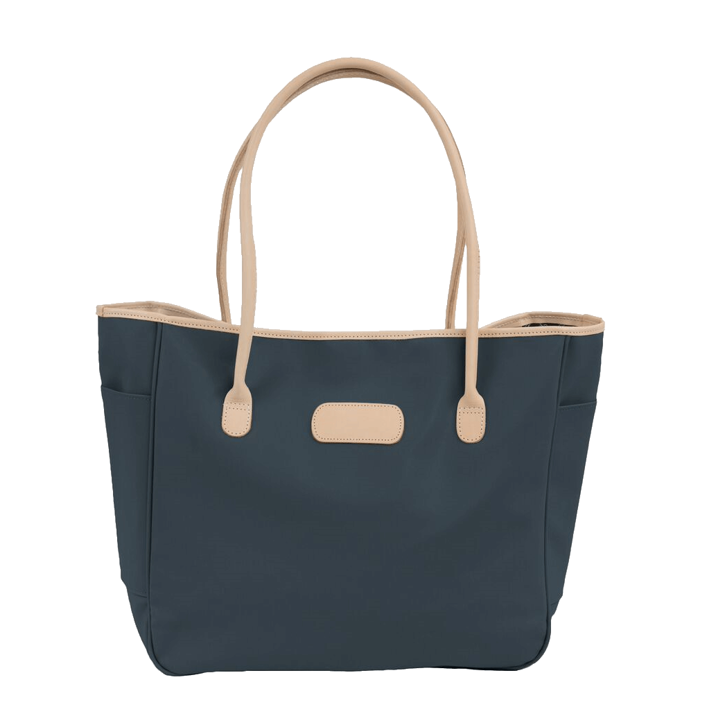 Tyler Tote - French Blue Coated Canvas Front Angle in Color 'French Blue Coated Canvas'